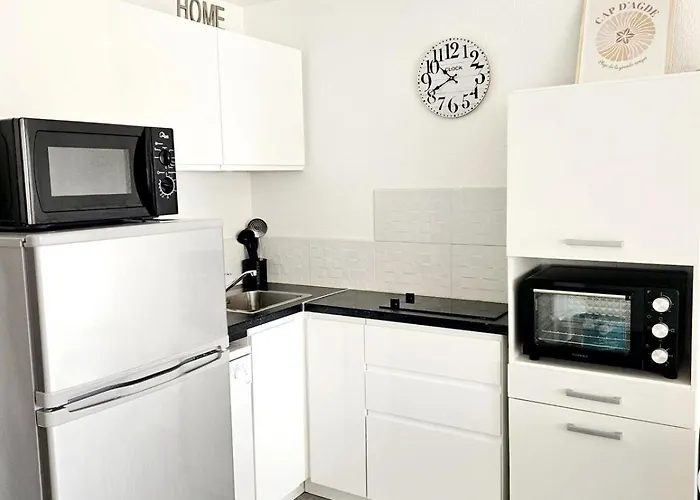 Climatise Centre Port Avec Piscine & Parking 아그